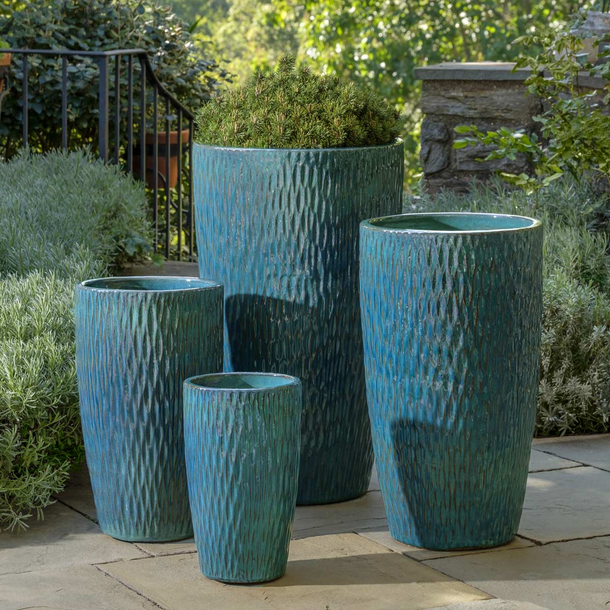 Rivulet Planters (terracotta In Blue Jade Glaze)