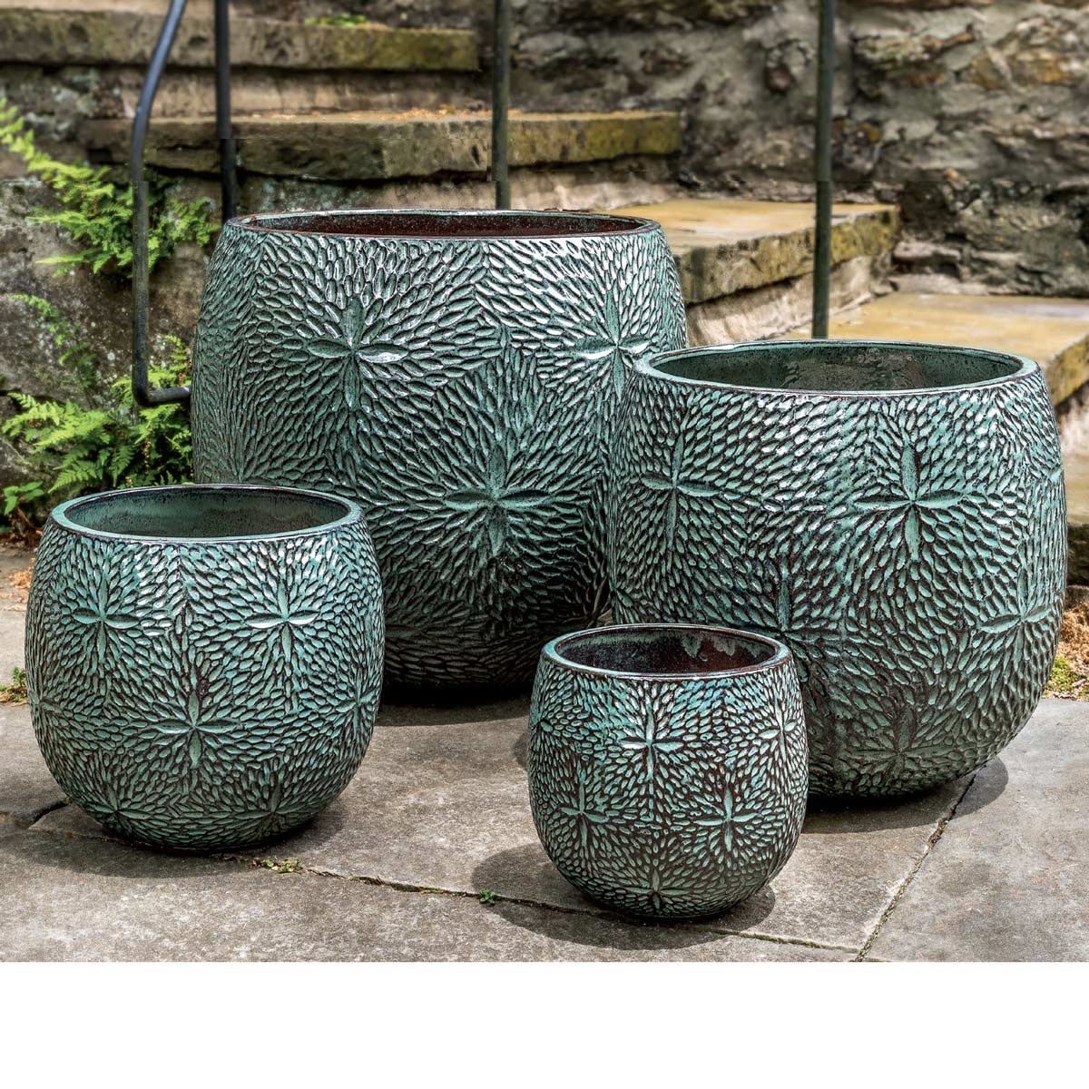 Sand Dollar Planters (terracotta In Seafoam Green Glaze)