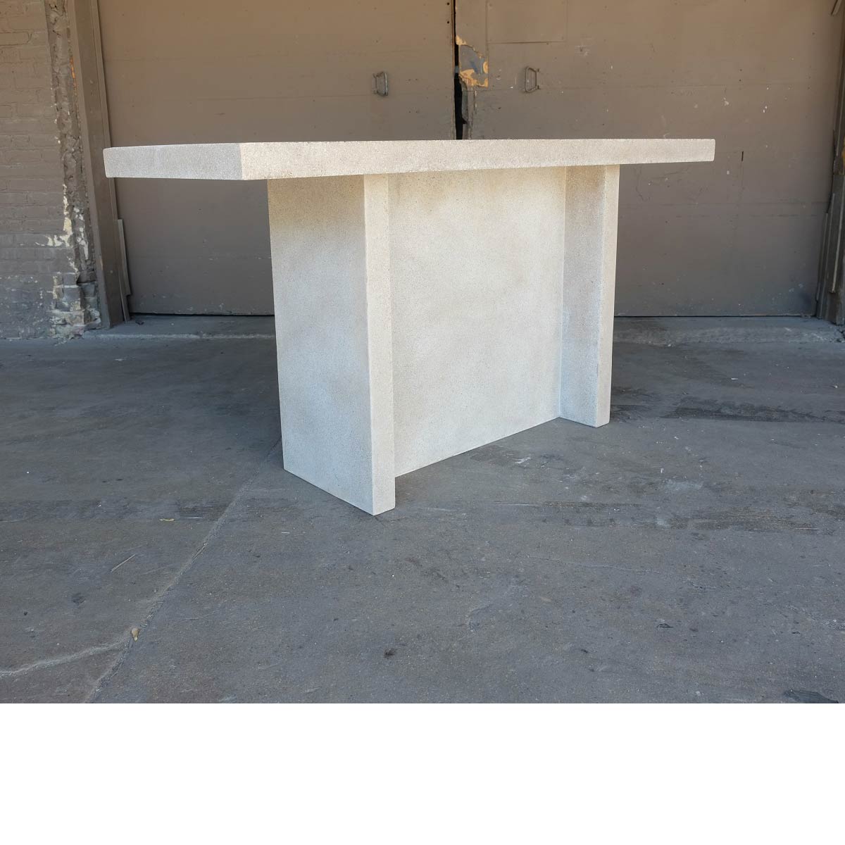 Narrow Slab Dining Table 75x28x39 (fiberglass Resin And Aggregate In Aged Stone Finish)