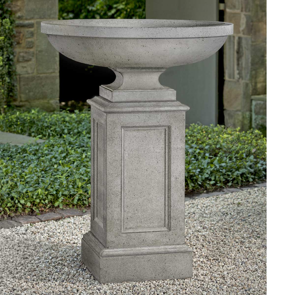 Sutton Urn With Optional Estate Pedestal Material: Cast Stone Finish: Greystone