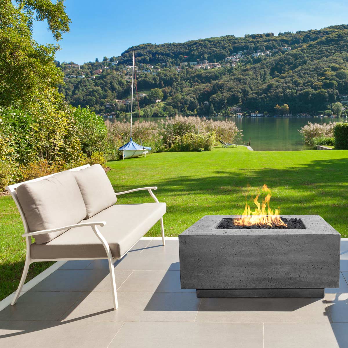 Tavola 42 Fire Table (gfrc In Pewter)