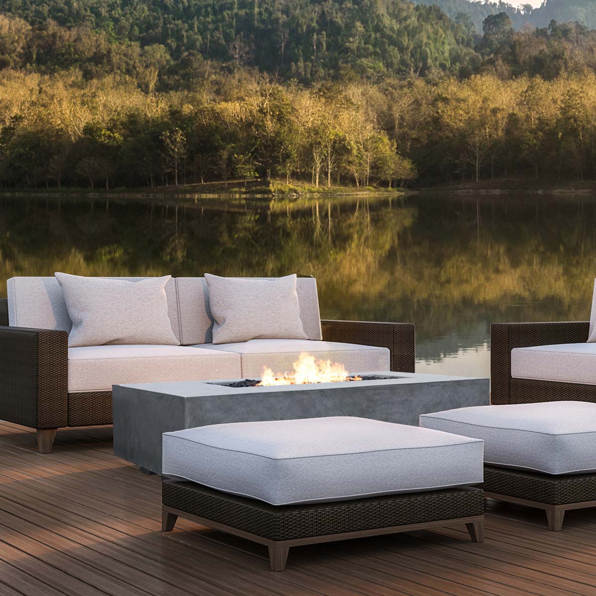 Tavola Iv Fire Table (gfrc In Pewter)