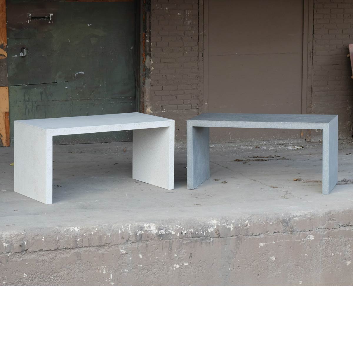 Waterfall Dining Tables (fiberglass Resin And Aggregate In Natural And Gray Stone Finishes)